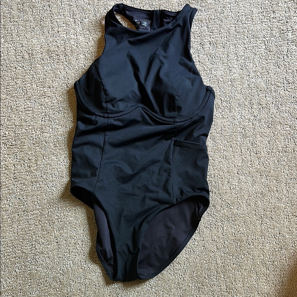 Athleta 32 B/C Black High-Neck Swimwear